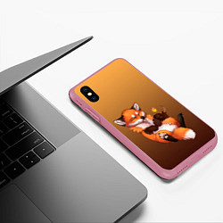Чехол iPhone XS Max матовый Взрывной характер милого лиса, цвет: 3D-малиновый — фото 2