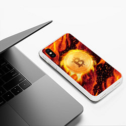 Чехол iPhone XS Max матовый БИТКОИН ОГОНЬ, цвет: 3D-белый — фото 2