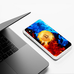 Чехол iPhone XS Max матовый БИТКОИН BITCOIN FIRE, цвет: 3D-белый — фото 2