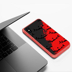 Чехол iPhone XS Max матовый Акулы, цвет: 3D-красный — фото 2