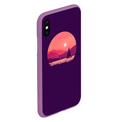 Чехол iPhone XS Max матовый Закат на озере, цвет: 3D-фиолетовый — фото 2