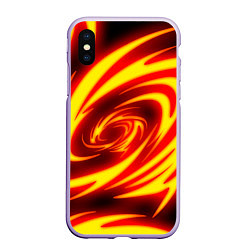 Чехол iPhone XS Max матовый ОГНЕННЫЕ ВОЛНЫ FIRE STRIPES, цвет: 3D-светло-сиреневый