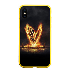 Чехол iPhone XS Max матовый Викинги Vikings спина Z, цвет: 3D-желтый