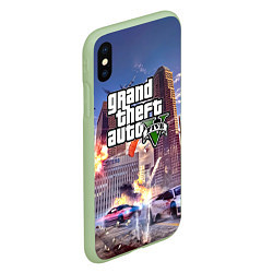 Чехол iPhone XS Max матовый ЭКШЕН Grand Theft Auto V, цвет: 3D-салатовый — фото 2