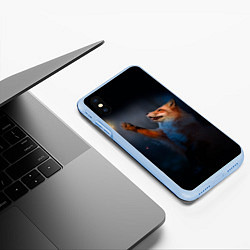 Чехол iPhone XS Max матовый Лиса и огонек, цвет: 3D-голубой — фото 2