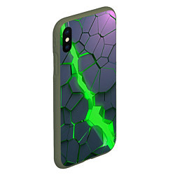 Чехол iPhone XS Max матовый ЗЕЛЕНЫЙ РАЗЛОМ 3Д РАЗЛОМ, цвет: 3D-темно-зеленый — фото 2