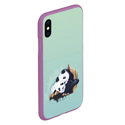 Чехол iPhone XS Max матовый Акварельные панды, цвет: 3D-фиолетовый — фото 2