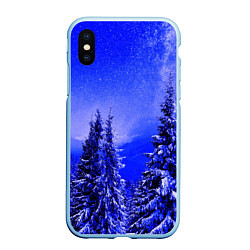 Чехол iPhone XS Max матовый Зимний лес, цвет: 3D-голубой