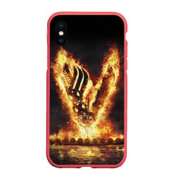 Чехол iPhone XS Max матовый ВИКИНГИ VIKINGS V, цвет: 3D-красный
