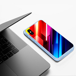 Чехол iPhone XS Max матовый НЕОН, цвет: 3D-голубой — фото 2