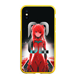 Чехол iPhone XS Max матовый Asuka Langley, цвет: 3D-желтый