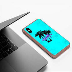 Чехол iPhone XS Max матовый GTA Vice City гавайка, цвет: 3D-коричневый — фото 2