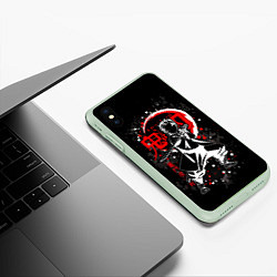 Чехол iPhone XS Max матовый Клинок рассекающий демонов, цвет: 3D-салатовый — фото 2