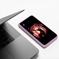Чехол iPhone XS Max матовый Олень в лесу, цвет: 3D-сиреневый — фото 2