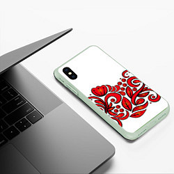 Чехол iPhone XS Max матовый ХОХЛОМА, цвет: 3D-салатовый — фото 2