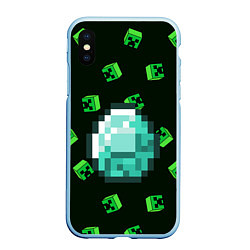 Чехол iPhone XS Max матовый МАЙНКРАФТ MINECRAFT, цвет: 3D-голубой