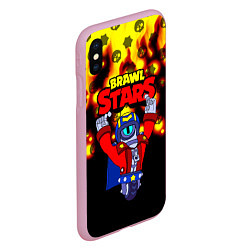 Чехол iPhone XS Max матовый Brawl StarsStu, цвет: 3D-розовый — фото 2