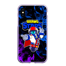 Чехол iPhone XS Max матовый Brawl StarsSuperstar Stu, цвет: 3D-светло-сиреневый