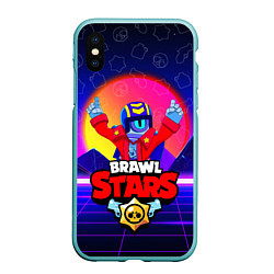 Чехол iPhone XS Max матовый BRAWL STARS STU, цвет: 3D-мятный