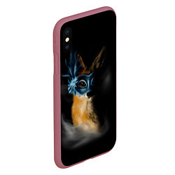 Чехол iPhone XS Max матовый Лиса в маске, цвет: 3D-малиновый — фото 2