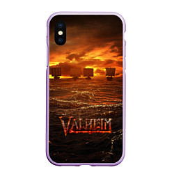Чехол iPhone XS Max матовый Valheim Корабли, цвет: 3D-сиреневый