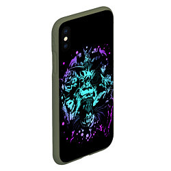 Чехол iPhone XS Max матовый Герои аниме, цвет: 3D-темно-зеленый — фото 2