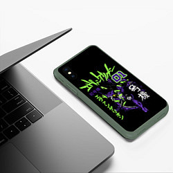 Чехол iPhone XS Max матовый Евангелион, EVA 01, цвет: 3D-темно-зеленый — фото 2