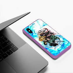 Чехол iPhone XS Max матовый КЛИНОК РАССЕКАЮЩИЙ ДЕМОНОВ, цвет: 3D-фиолетовый — фото 2