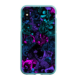 Чехол iPhone XS Max матовый Neon Ahegao, цвет: 3D-мятный