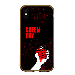 Чехол iPhone XS Max матовый Green day, цвет: 3D-коричневый