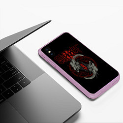 Чехол iPhone XS Max матовый Slipknot Черепа, цвет: 3D-сиреневый — фото 2
