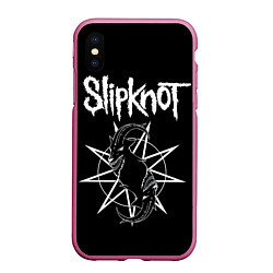 Чехол iPhone XS Max матовый Skipknot Козел, цвет: 3D-малиновый