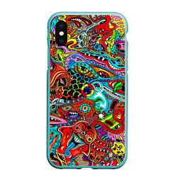 Чехол iPhone XS Max матовый Яркая абстракция bright abstraction, цвет: 3D-мятный