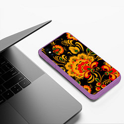 Чехол iPhone XS Max матовый Хохлома, цвет: 3D-фиолетовый — фото 2