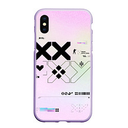 Чехол iPhone XS Max матовый Printstream style Поток информации Белизна 0 1,Чер, цвет: 3D-светло-сиреневый