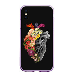 Чехол iPhone XS Max матовый Natural Heart Dual, цвет: 3D-сиреневый