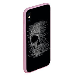 Чехол iPhone XS Max матовый Череп из текста, цвет: 3D-розовый — фото 2