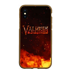 Чехол iPhone XS Max матовый Valheim огненный лого