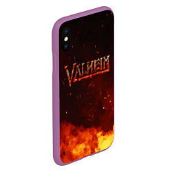 Чехол iPhone XS Max матовый Valheim огненный лого, цвет: 3D-фиолетовый — фото 2