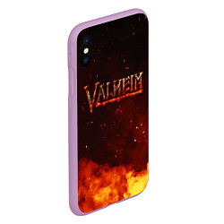Чехол iPhone XS Max матовый Valheim огненный лого, цвет: 3D-сиреневый — фото 2