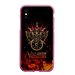 Чехол iPhone XS Max матовый Valheim символ черепа