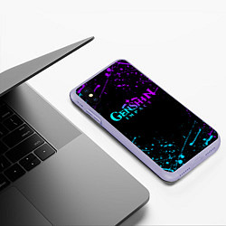 Чехол iPhone XS Max матовый GENSHIN IMPACT NEON LOGO, цвет: 3D-светло-сиреневый — фото 2