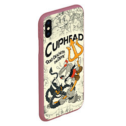 Чехол iPhone XS Max матовый Cuphead and Devil, цвет: 3D-малиновый — фото 2