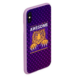 Чехол iPhone XS Max матовый Awesome Тигр lion like, цвет: 3D-сиреневый — фото 2