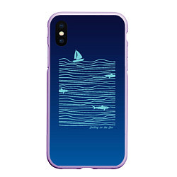 Чехол iPhone XS Max матовый Акулы в море, цвет: 3D-сиреневый