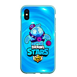 Чехол iPhone XS Max матовый Сквик Squeak Brawl Stars, цвет: 3D-мятный