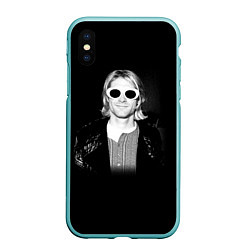 Чехол iPhone XS Max матовый Курт Кобейн в Очках Nirvana, цвет: 3D-мятный