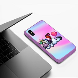 Чехол iPhone XS Max матовый Озорной единорог, цвет: 3D-фиолетовый — фото 2