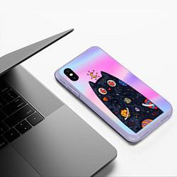 Чехол iPhone XS Max матовый Космический кот, цвет: 3D-светло-сиреневый — фото 2