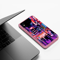 Чехол iPhone XS Max матовый Переулок Токио, цвет: 3D-малиновый — фото 2